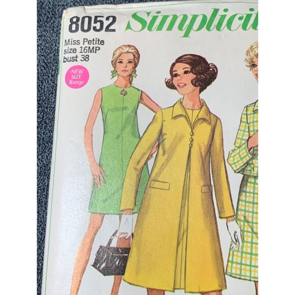 Simplicity Misses Dress Coat Jacket Sewing Pattern sz 16P 8052 - uncut - Picture 2 of 4
